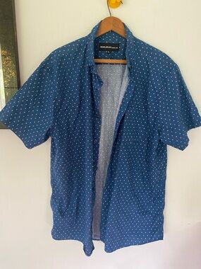 Molokai Short-Sleeve Navy Printed Button-Up Shirt